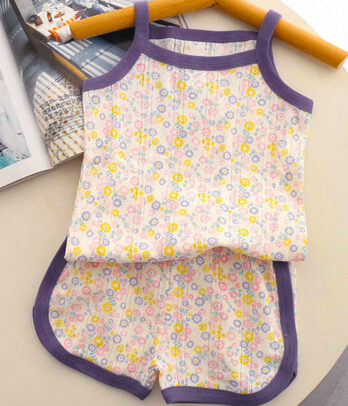 Ensemble fillette débardeur et short fleuri