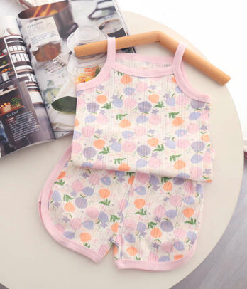 Ensemble fillette débardeur et short fleuri