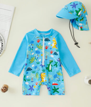 Maillot de bain bébé garçon anti-UV dinosaure bleu