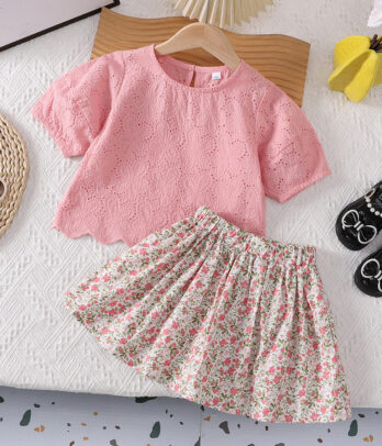 Tenue floral d'Été enfant rose