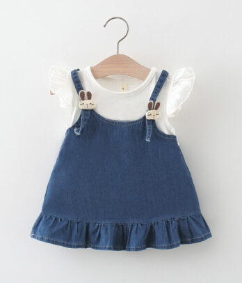 Robe fille denim avec t-shirt 2 en 1