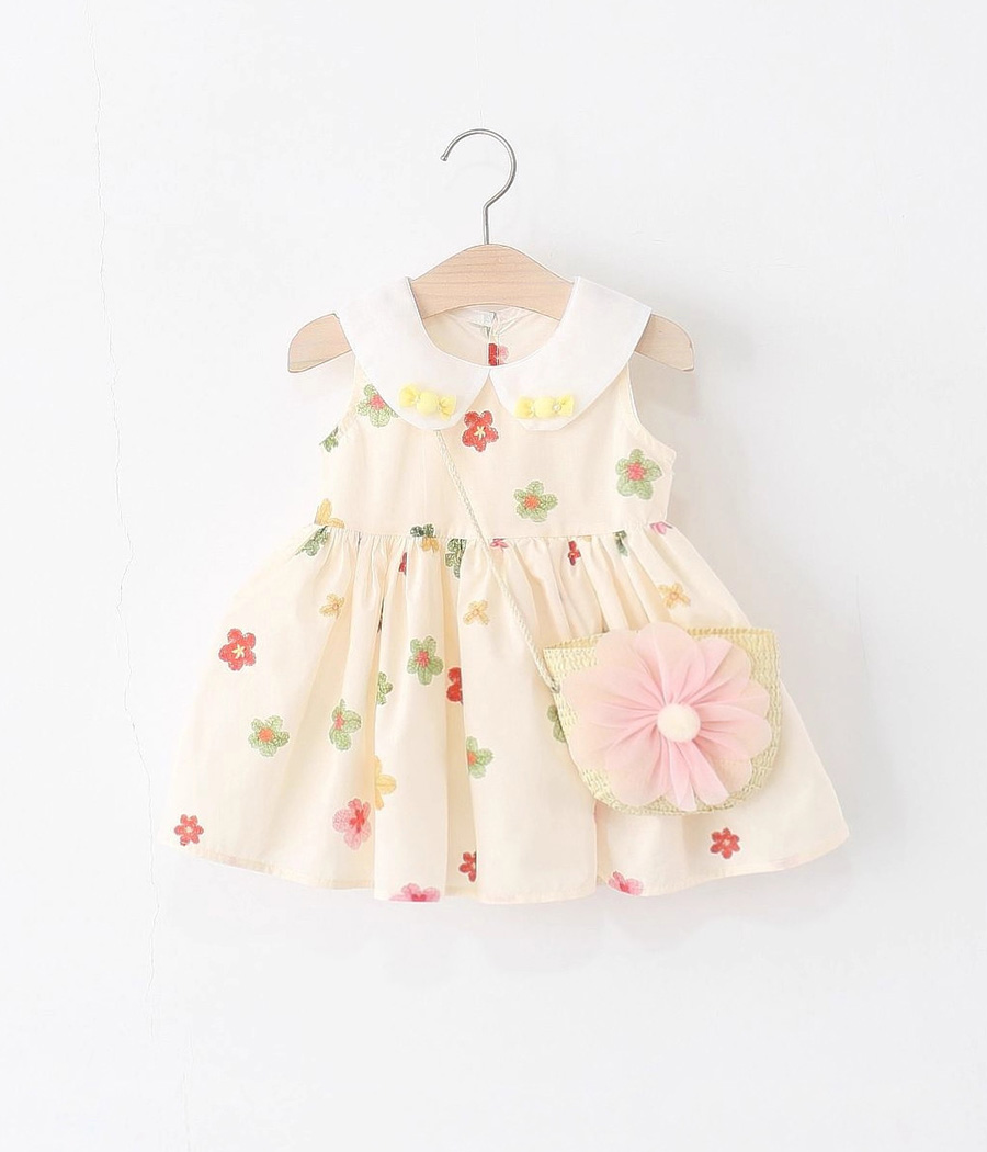 1719-68 Robe bébé fille fleurie avec sac – Image 1