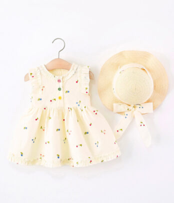 Robe bébé écru à motifs floral