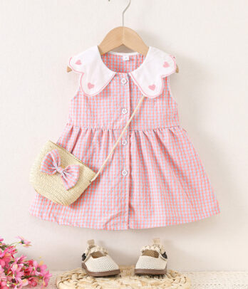 Robe a col bébé rose vichy