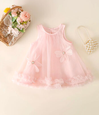 Robe fleurie bébé fille rose poudré