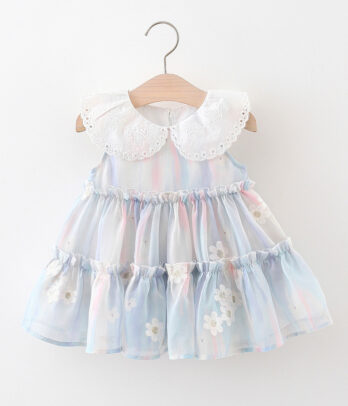 Robe fillette pastel col dentelle