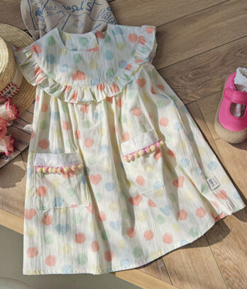 Robe fillette blanche imprimée pastel