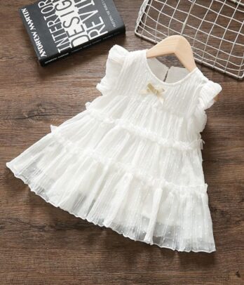 Robe bébé fille blanche volantée été