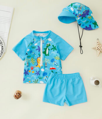 Maillot de bain garçon bleu requins 3 pièces