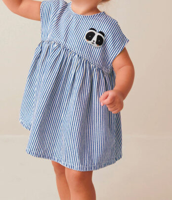 Robe fillette rayée bleu blanc