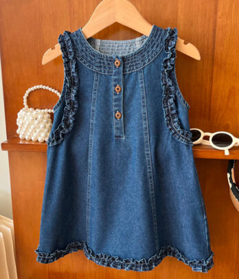 Robe fillette denim sans manches
