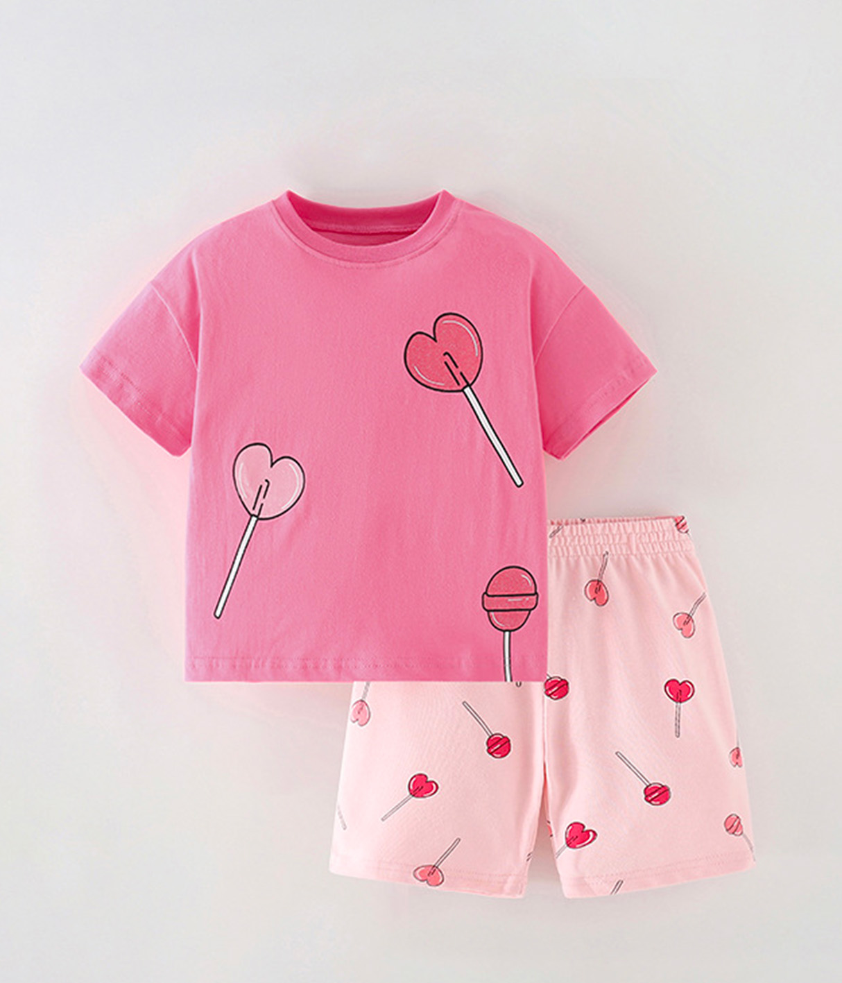 250-05 Ensemble fille casual 2 pièces rose bonbon – Image 1
