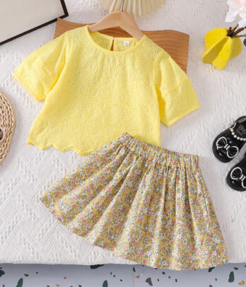 Tenue floral d'Été enfant jaune