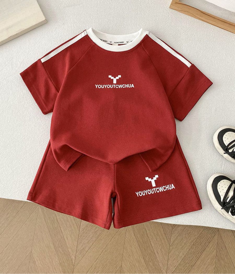 273729 ensemble garçon 2 pièces rouge sport – Image 1