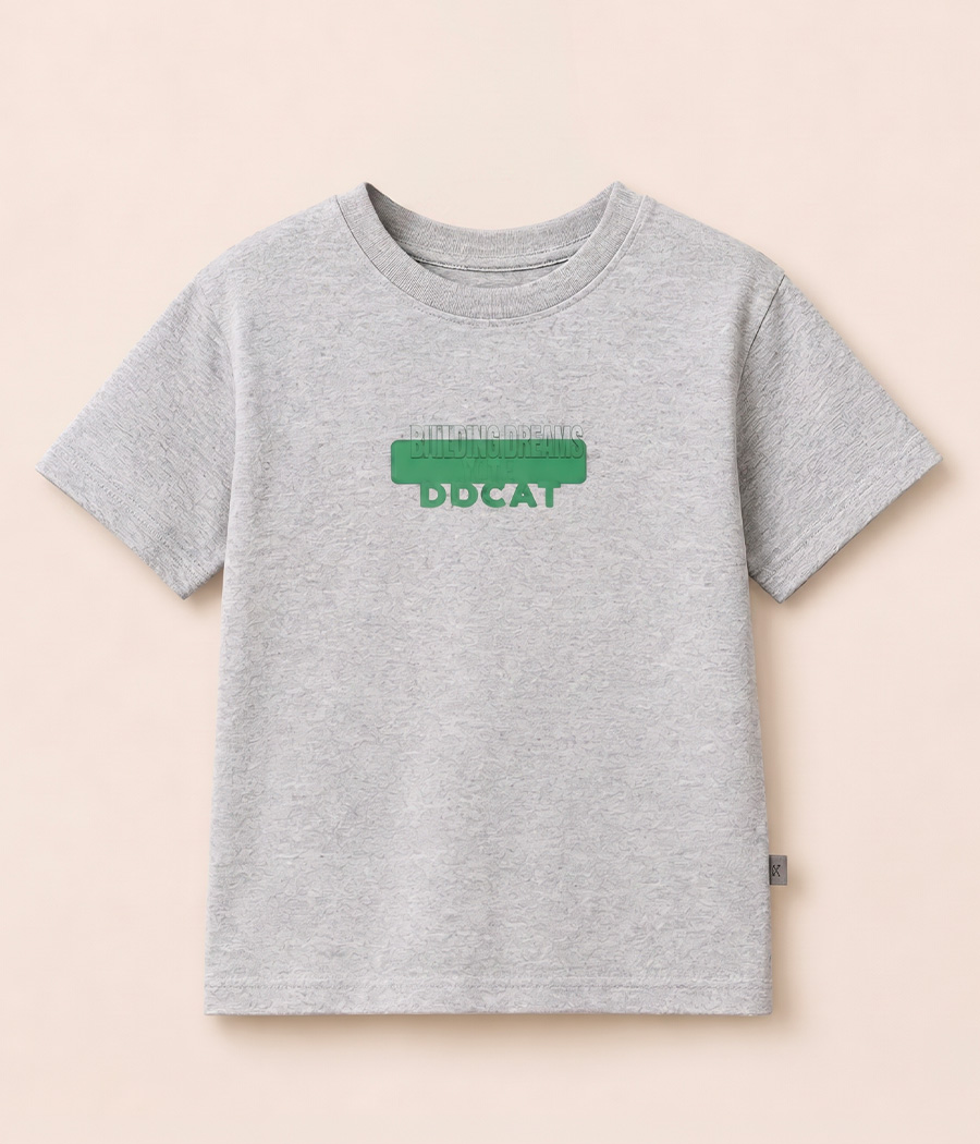 311219 T-shirt garçon oversize gris avec imprimé vert – Manches courtes – Image 1