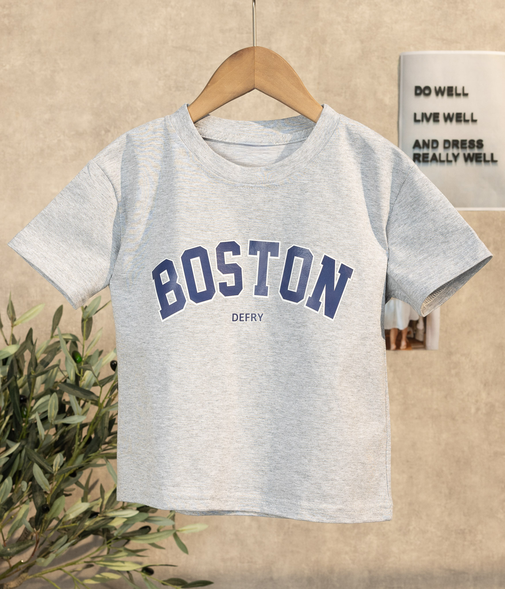 369817 (1) T-shirt garçon gris imprimé Boston – Image 1