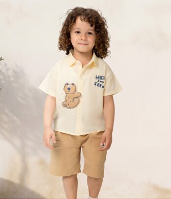 Ensemble garçon ourson 2 pièces beige