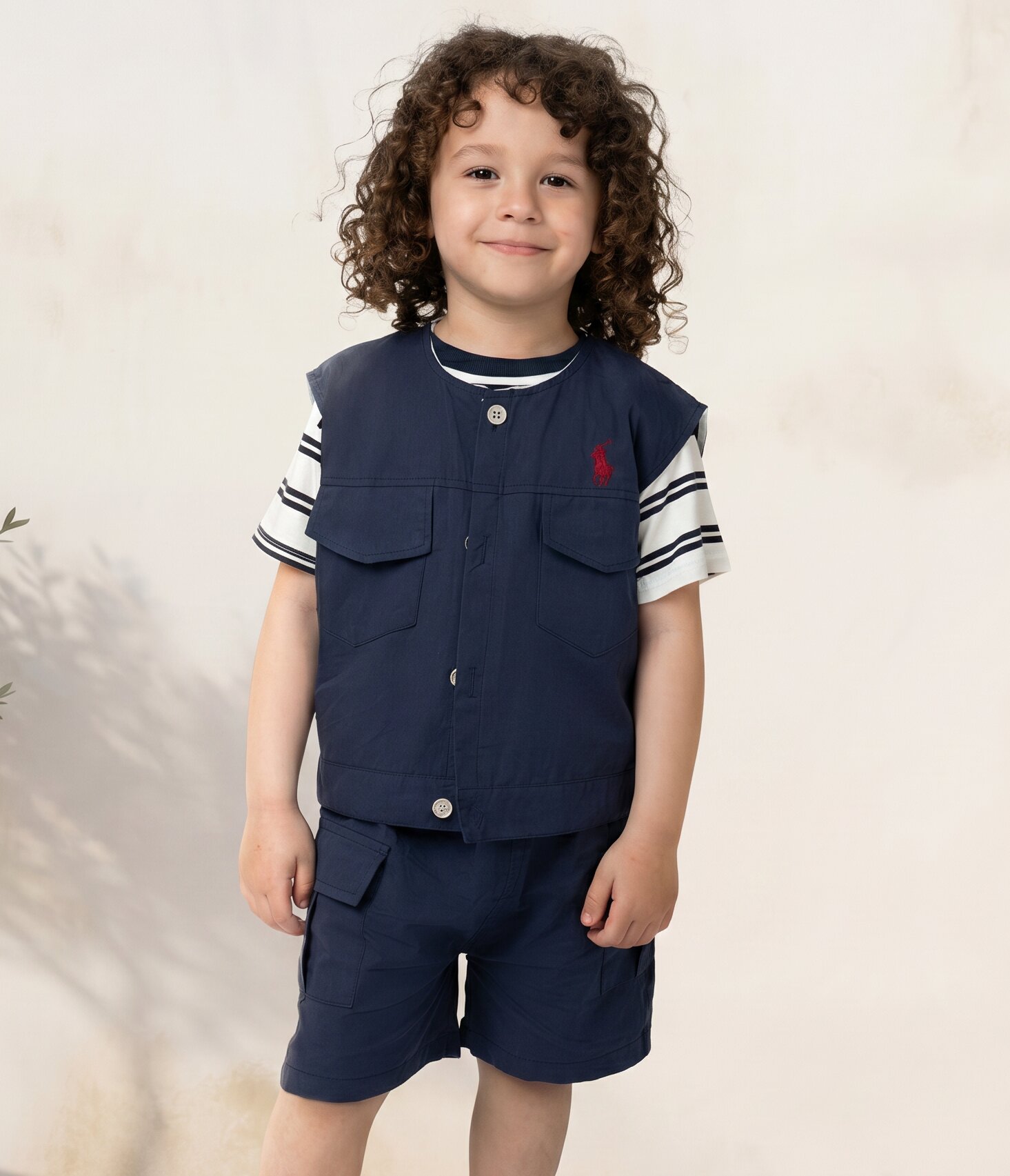 468633 Ensemble garçon 3 pièces bleu marine été – Image 1