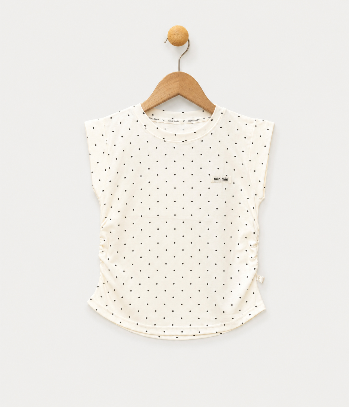 477363 *** T-shirt fille blanc à pois noirs – Image 1