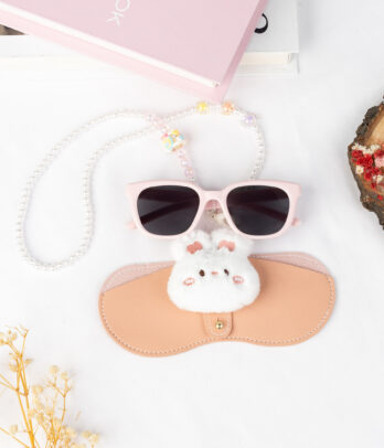 Cordon lunettes enfant avec pochette peluche - 494713-Lapin