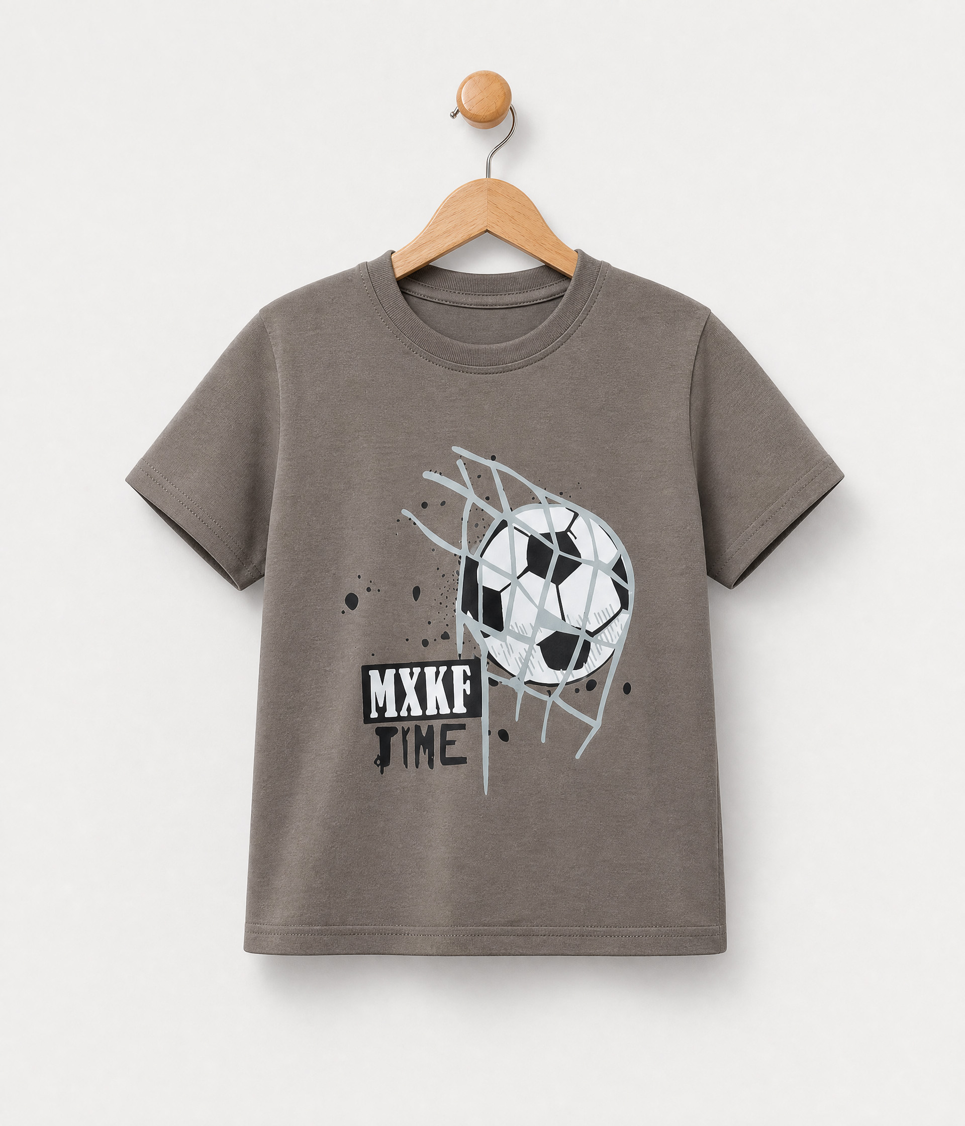 548321 T-shirt garçon gris imprimé football – Image 1