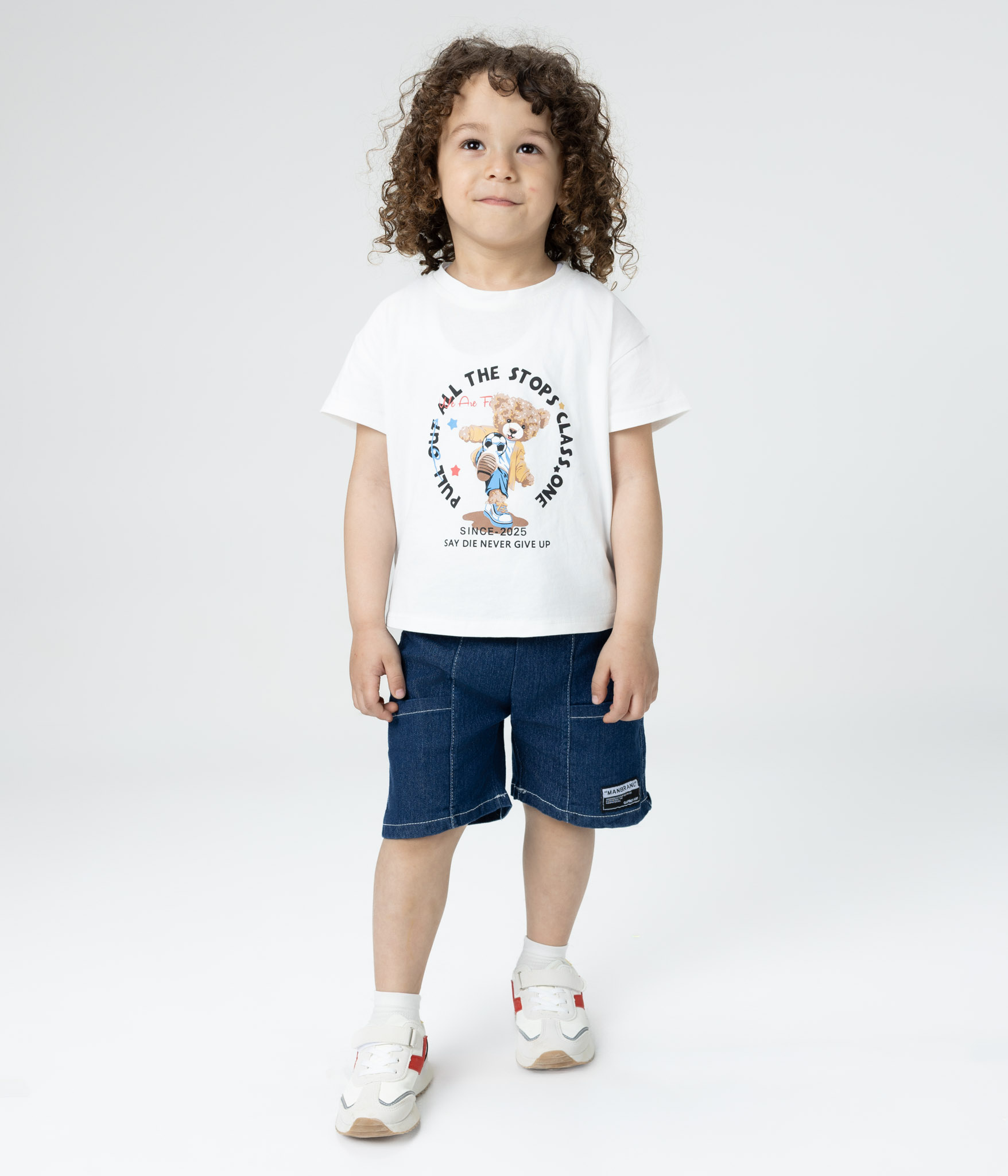 713341 (4)-Edit Ensemble t-shirt ourson et short denim 2 pièces – Image 1