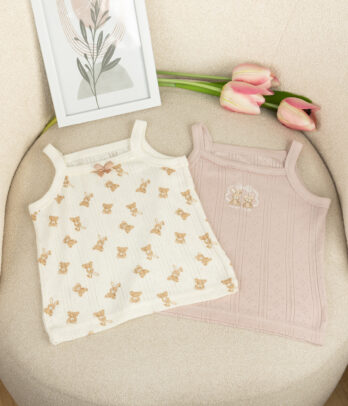 Lot de 2 débardeurs fille imprimé ourson