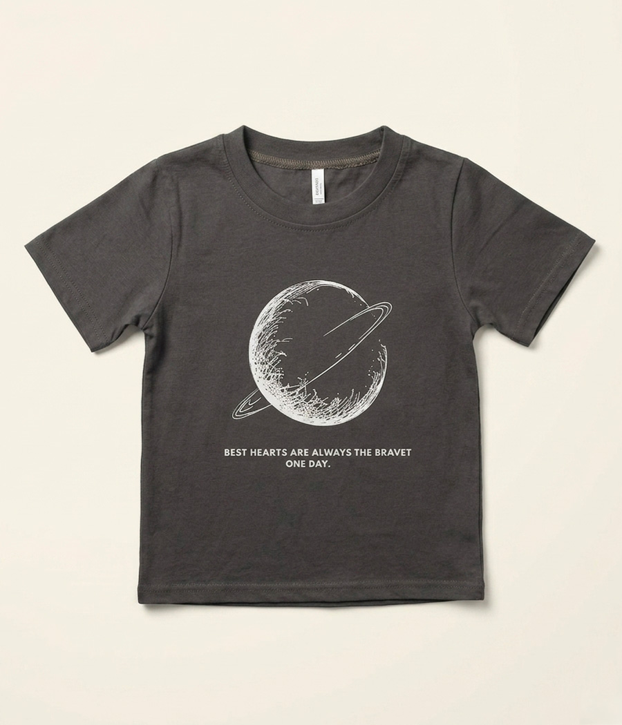 898966 T-shirt garçon gris imprimé planète – Image 1