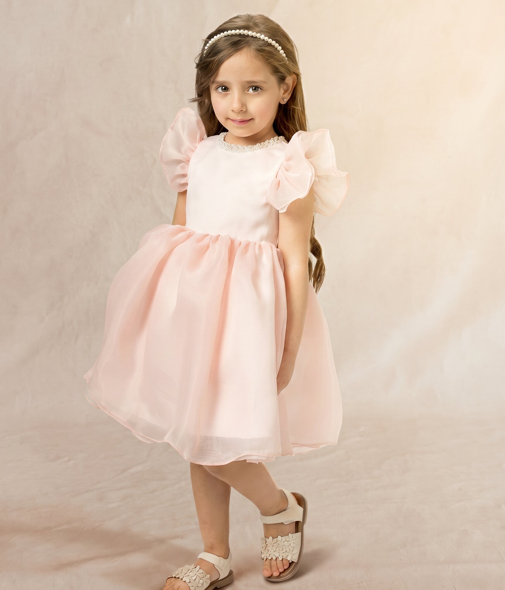 963214 Robe cérémonie fille pêche élégante – Image 1