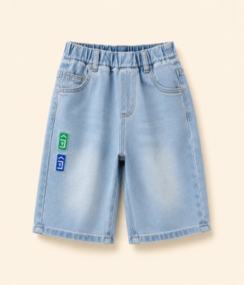 Short garçon denim bleu