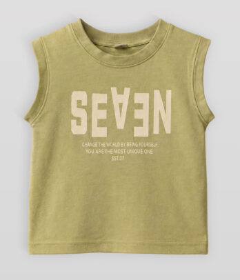 T-shirt garçon vert sauge imprimé