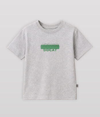 T-shirt garçon oversize gris avec imprimé vert – Manches courtes