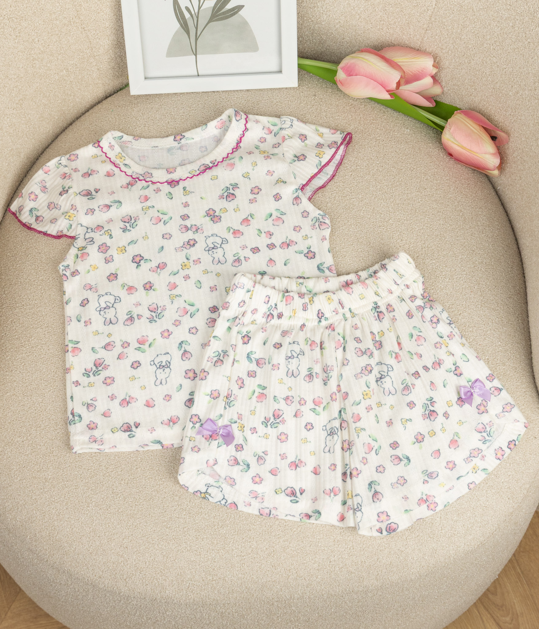 Privée pour site2054 Ensemble fille casual 2 pièces fleur – Image 1