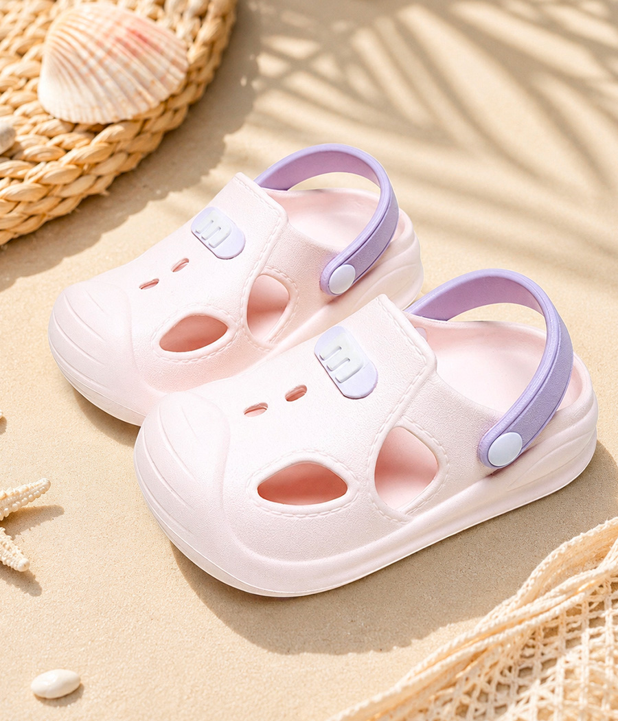 375648 Crocs enfant beige rosé & lilas – Basic Confort – Image 1