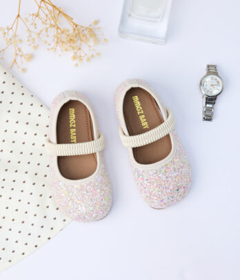 Ballerines fillette pailletées multicolores – Bride élastique