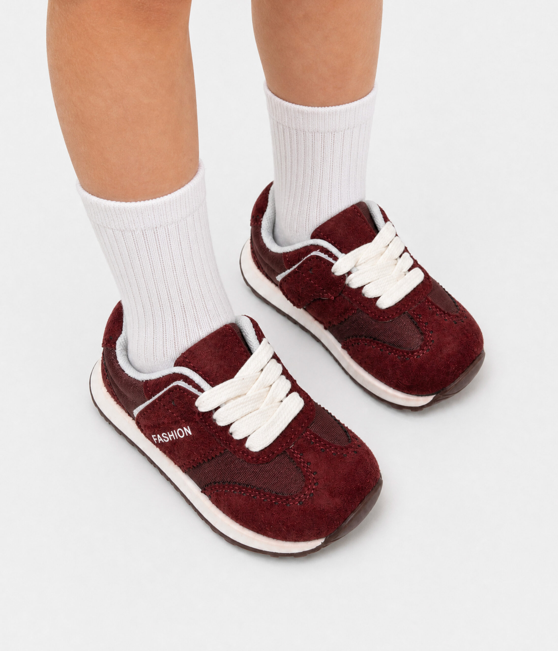 670772-09 Basket rétro Bordeau lacets crème – Image 1