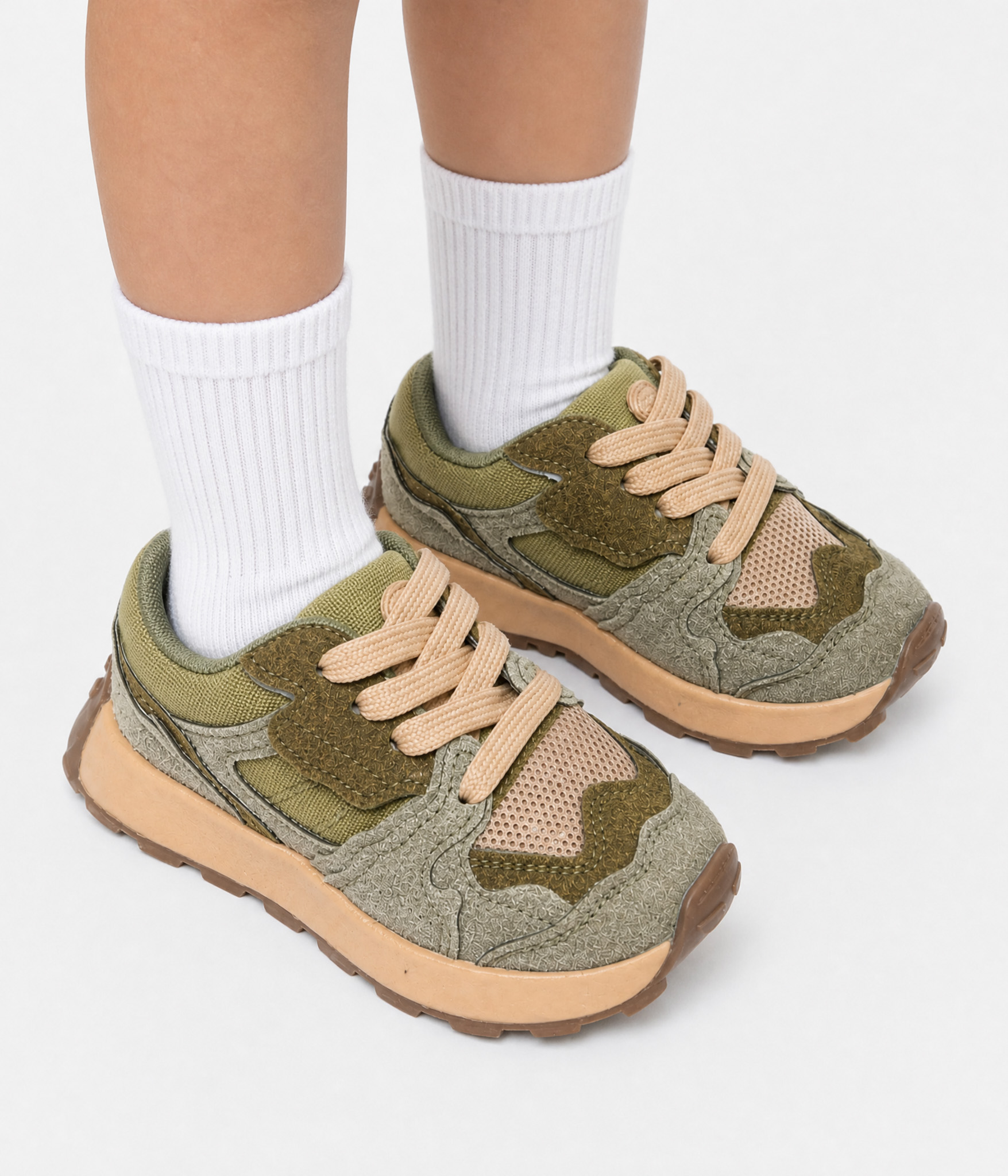 757281-09 Basket lacets kaki façon trail – Image 1