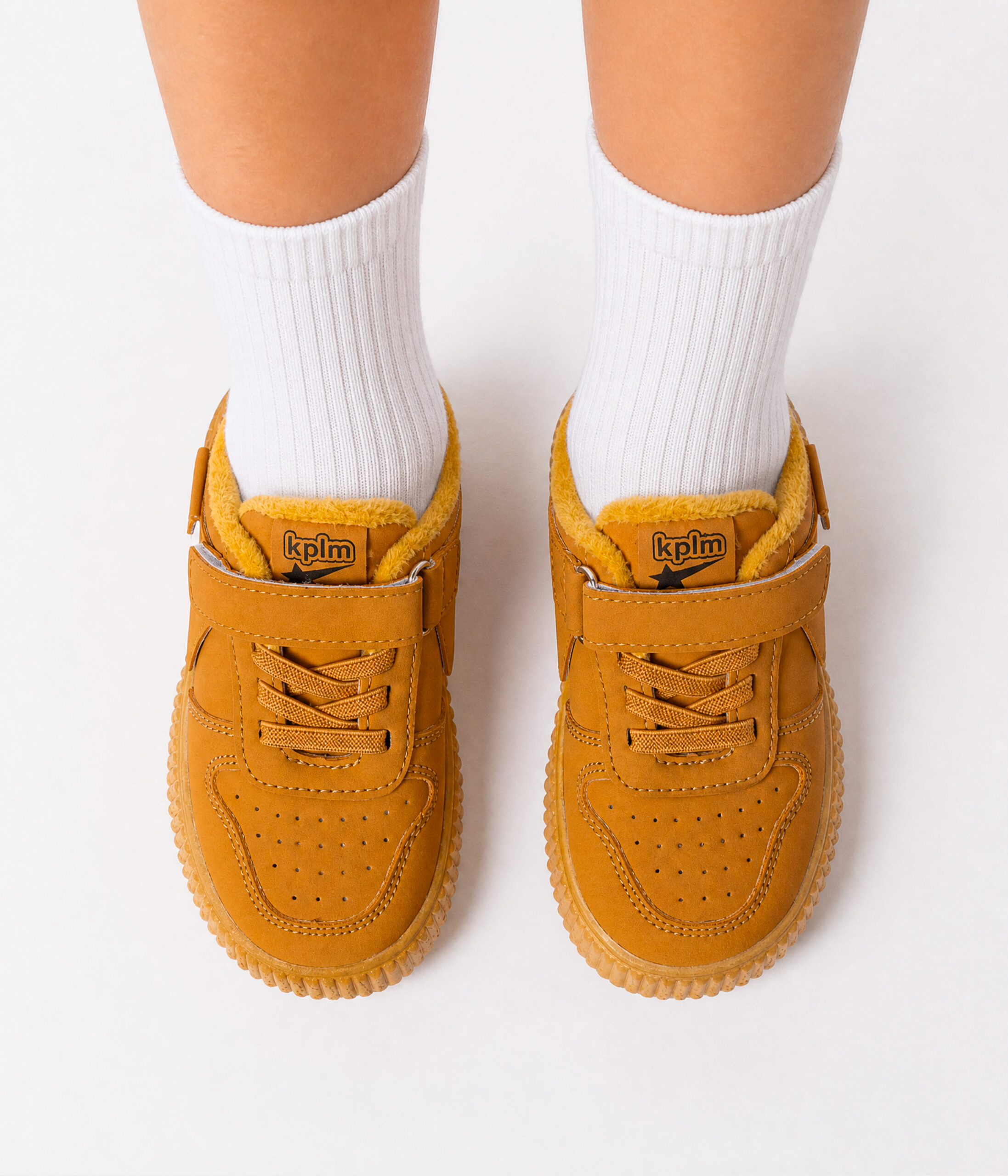 131859-09 Sneakers caramel doré à double velcro – Image 1