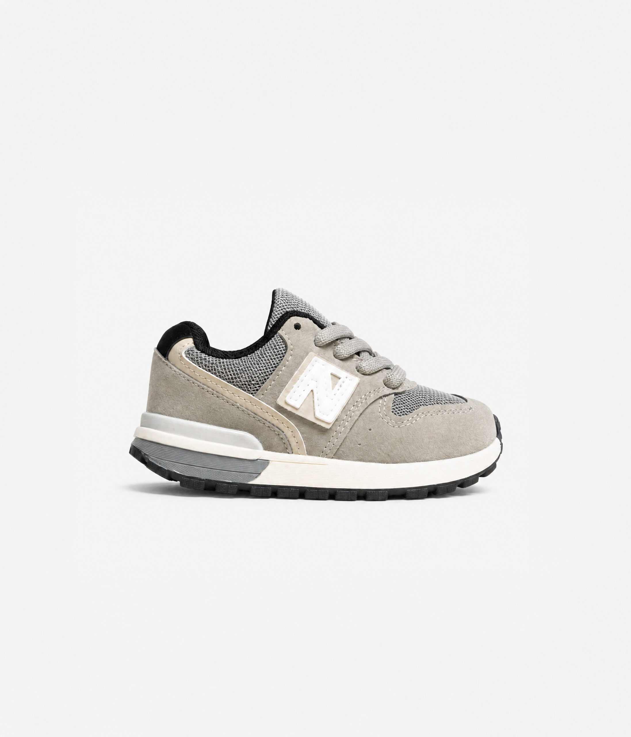 171964- Baskets running gris ardoise à col chaussette et logo blanc – Image 1
